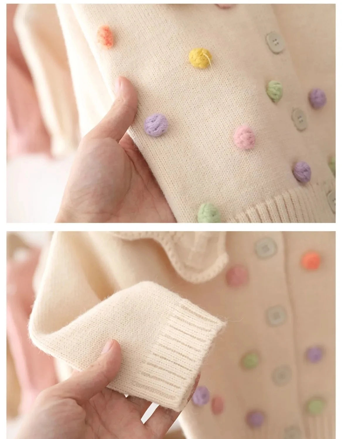 Chaqueta Cárdigan Tejida para Niña – Abrigo Infantil de Manga Larga con Botones