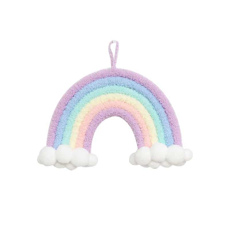 🌼🌈 Colgante Decorativo Boho Nórdico Tejido – Flores, Arcoíris y Mariposa para Habitación Infantil 🌈🌼