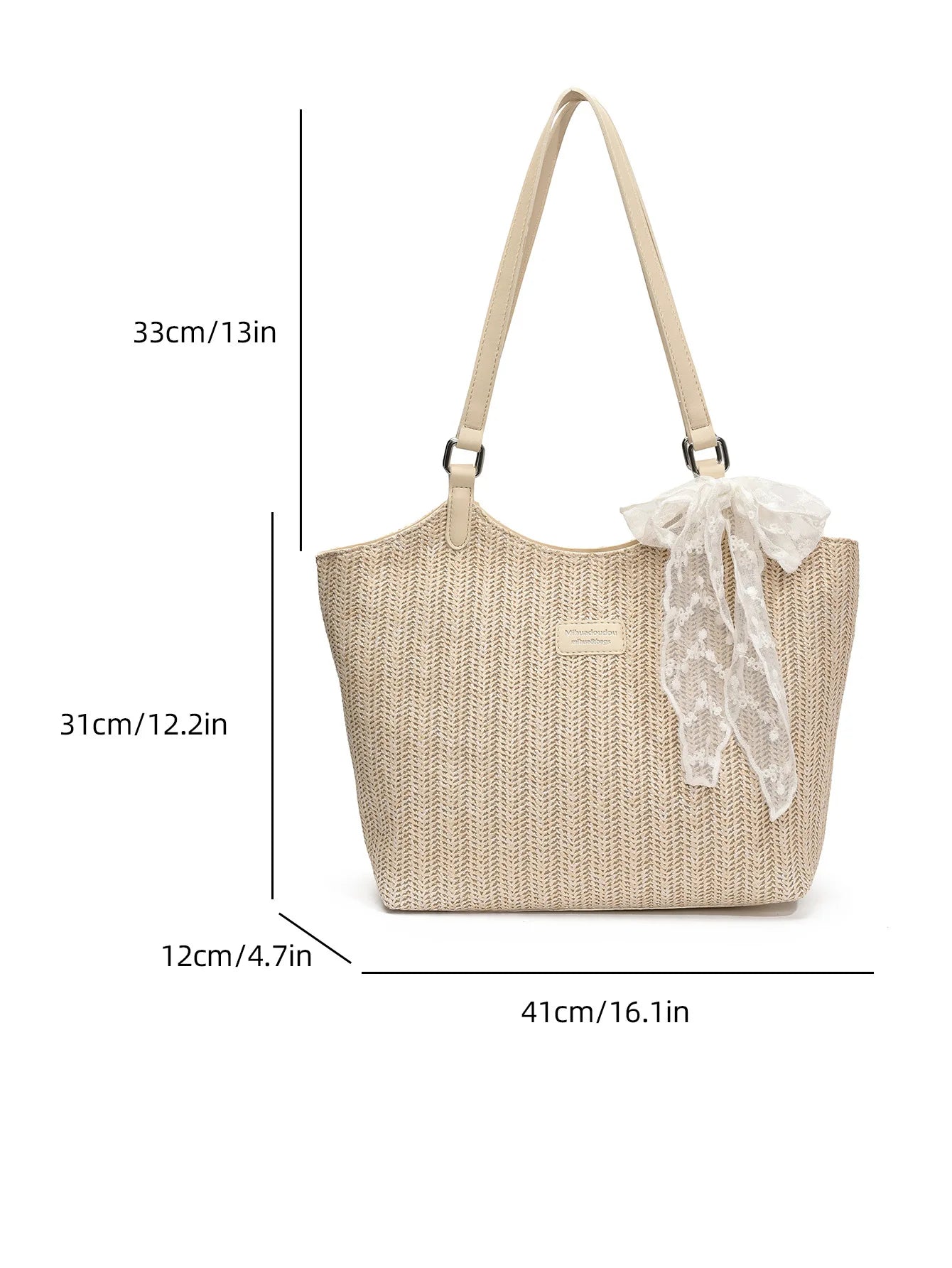 Bolso Tote de Playa de Gran Capacidad Tejido a Mano – Bolso de Hombro Casual de Verano
