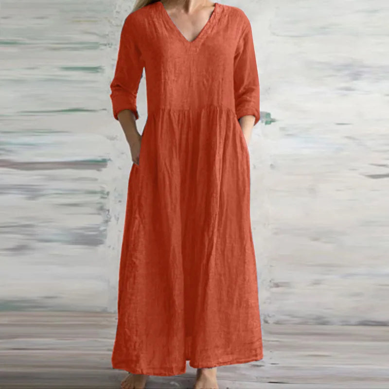 Vestido Maxi Aura de Algodón y Lino
