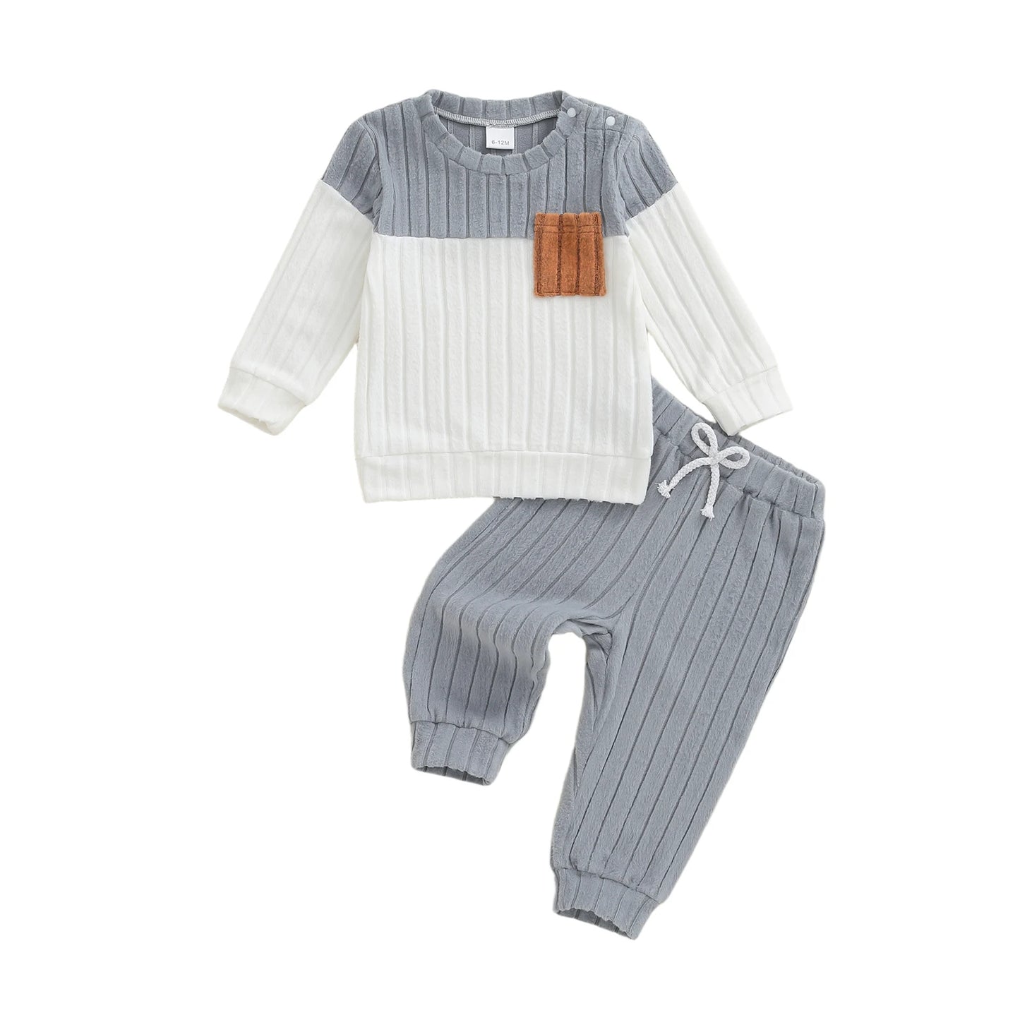 ⭐ Conjunto de Invierno para Bebé y Niño Pequeño – Sudadera de Manga Larga + Pantalón Liso (2 Piezas)