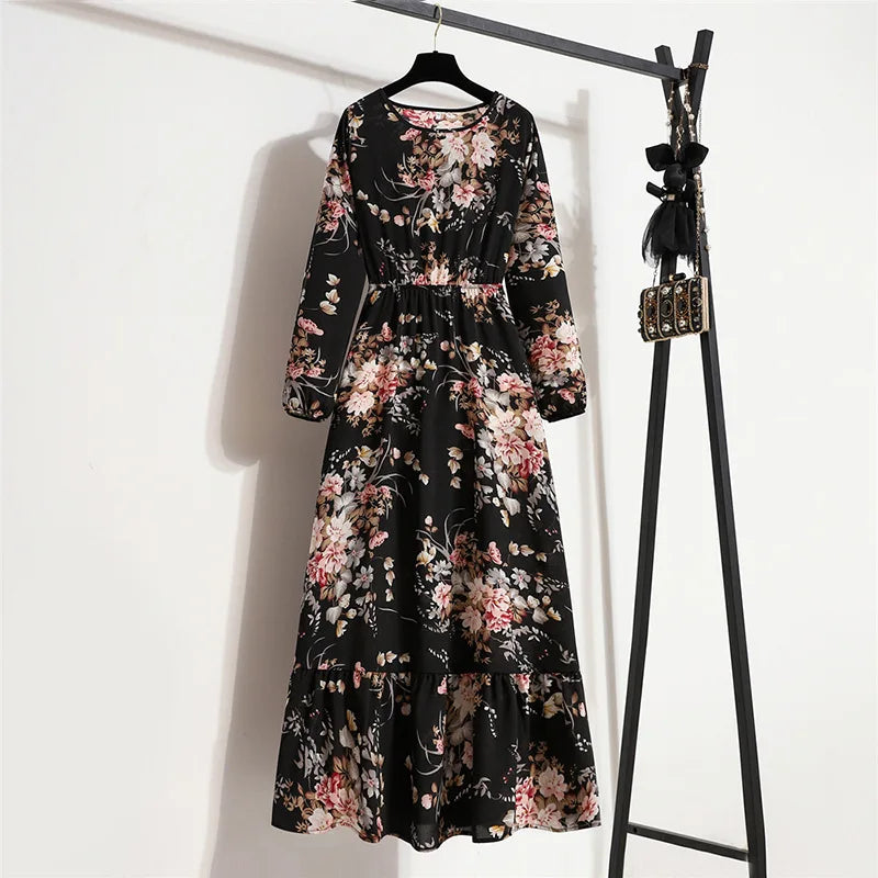 Vestido Maxi Aura Floral Vintage y Bohemio