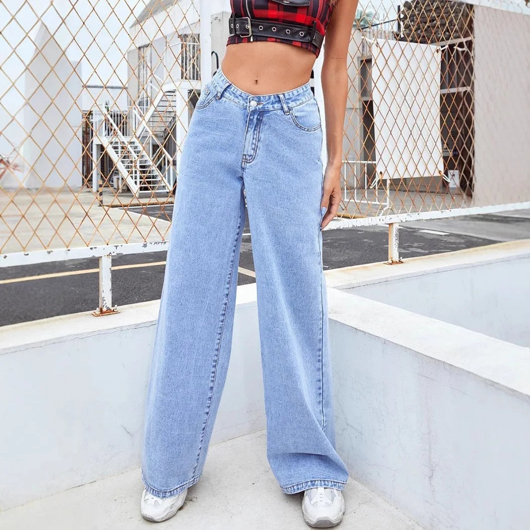 Jeans de Cintura Alta Recto – Estilo Urbano y Comodidad Atemporal