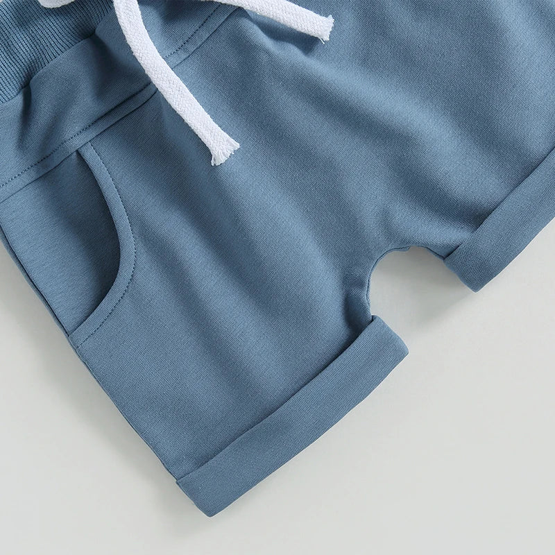 ☀️ "Pequeño Aventurero": Conjunto de Verano de Algodón con Camiseta Estampada y Pantalones Cortos
