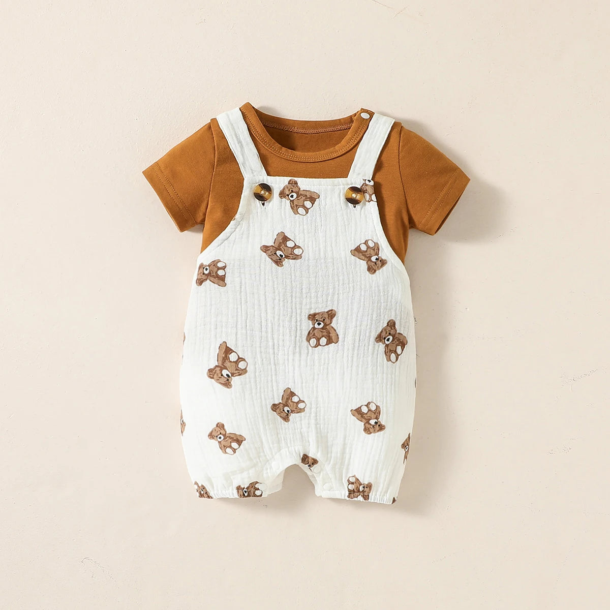 Conjunto de Verano para Bebé Niño - Estilo Pastoral con Estampado de Animalitos (0-12 Meses)