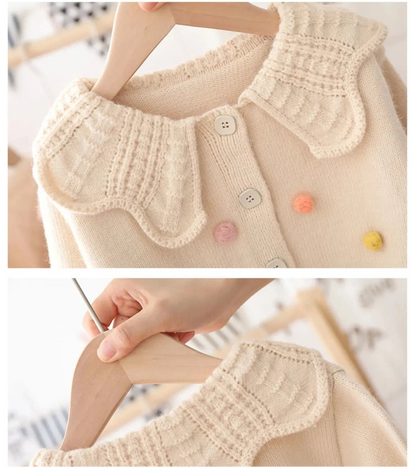 Chaqueta Cárdigan Tejida para Niña – Abrigo Infantil de Manga Larga con Botones
