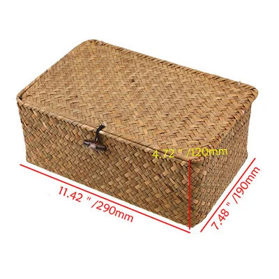 Cesta Organizadora Rectangular Tejida a Mano – Cesto Decorativo para Escritorio y Hogar