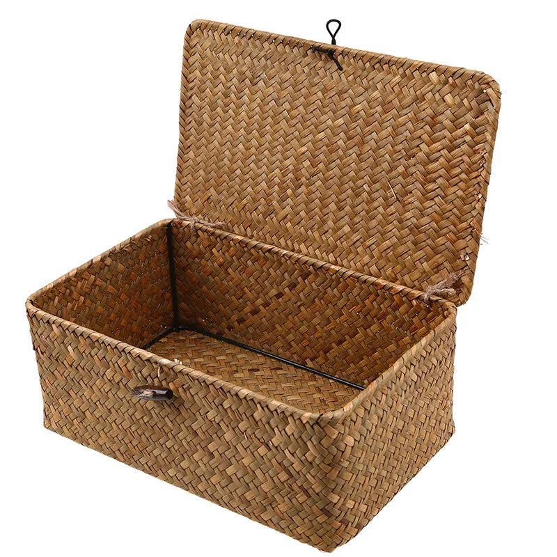 Cesta Organizadora Rectangular Tejida a Mano – Cesto Decorativo para Escritorio y Hogar