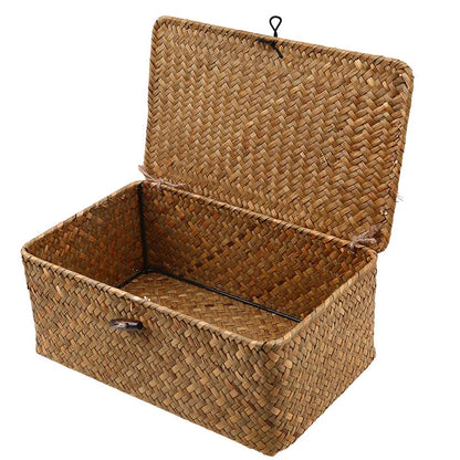 Cesta Organizadora Rectangular Tejida a Mano – Cesto Decorativo para Escritorio y Hogar