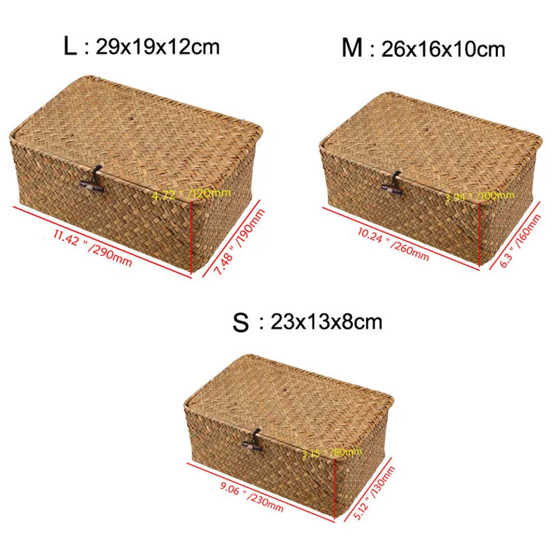 Cesta Organizadora Rectangular Tejida a Mano – Cesto Decorativo para Escritorio y Hogar