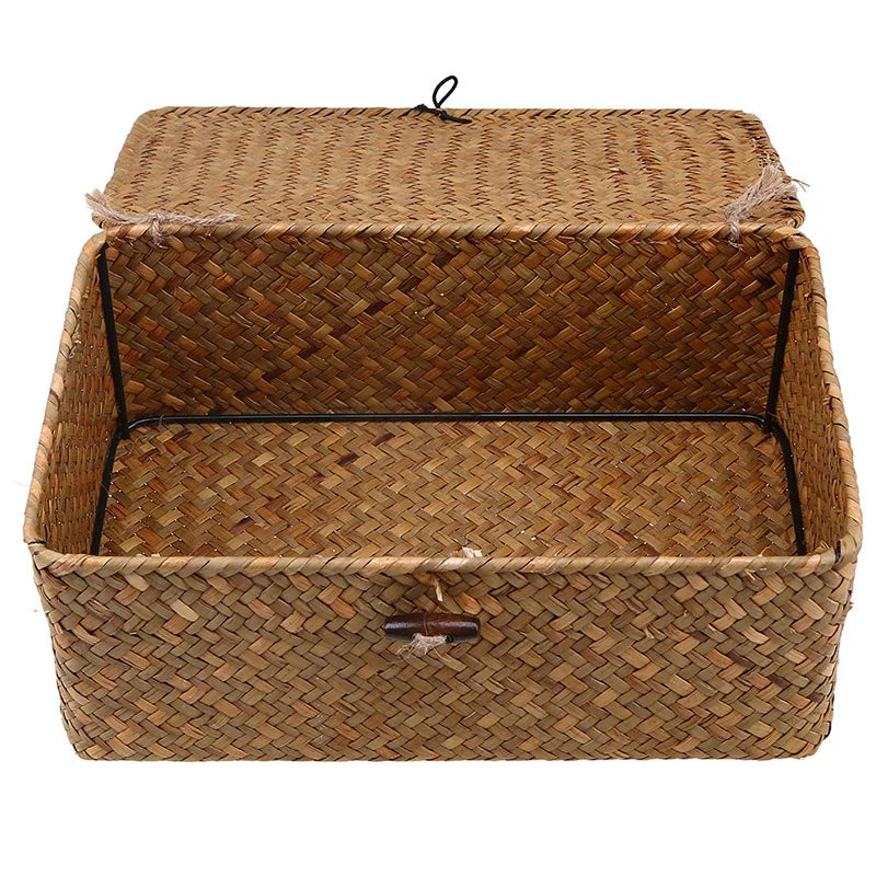 Cesta Organizadora Rectangular Tejida a Mano – Cesto Decorativo para Escritorio y Hogar