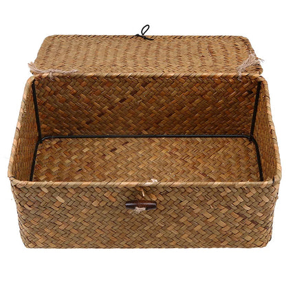 Cesta Organizadora Rectangular Tejida a Mano – Cesto Decorativo para Escritorio y Hogar