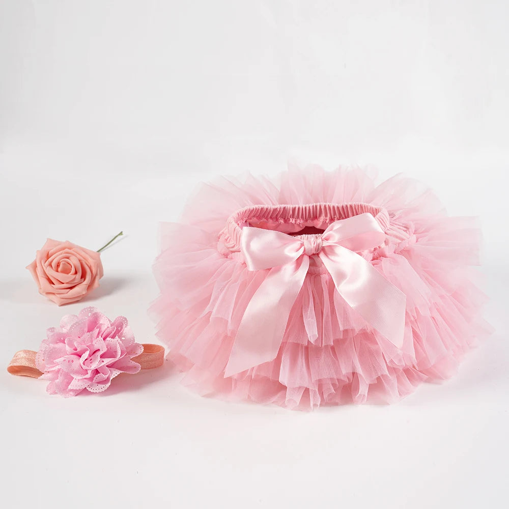 Conjunto Tutú para Bebé Niña con Bombacha y Diadema – Falda de Tul Suave Estilo Princesa
