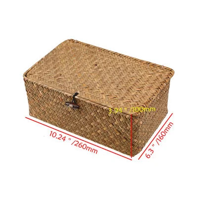 Cesta Organizadora Rectangular Tejida a Mano – Cesto Decorativo para Escritorio y Hogar