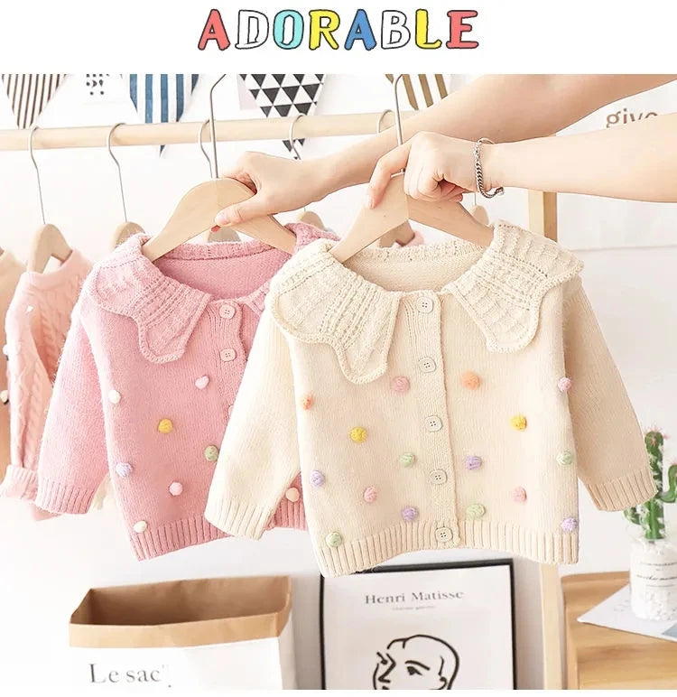 Chaqueta Cárdigan Tejida para Niña – Abrigo Infantil de Manga Larga con Botones
