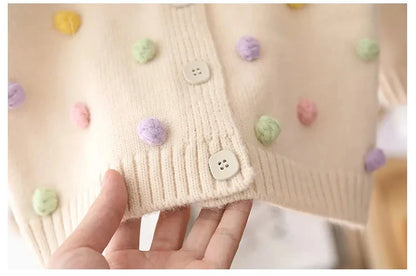 Chaqueta Cárdigan Tejida para Niña – Abrigo Infantil de Manga Larga con Botones