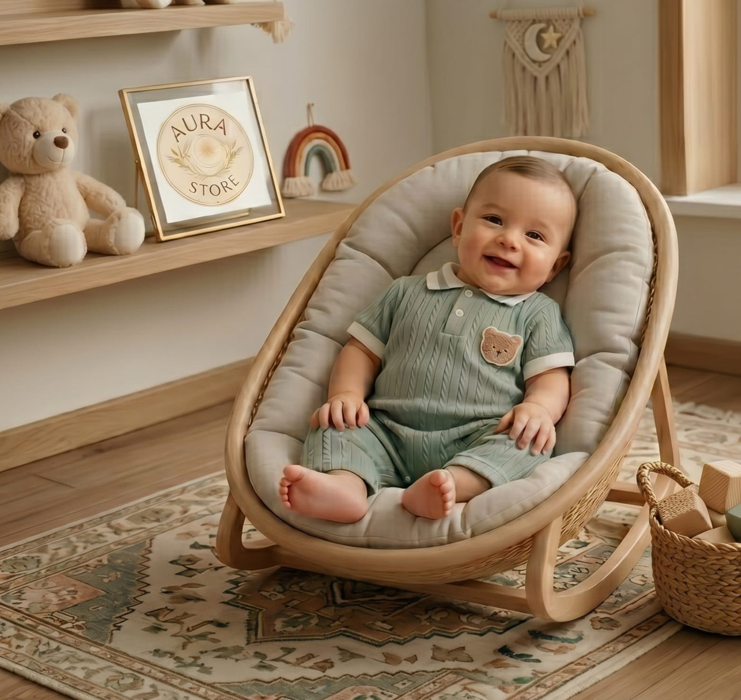 🐻 Mameluco de Verano para Bebé Niño – Diseño Little Bear con Cuello Clásico