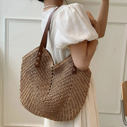 Bolso de Paja de Verano para Mujer – Tote Tejido Artesanal Estilo Playa