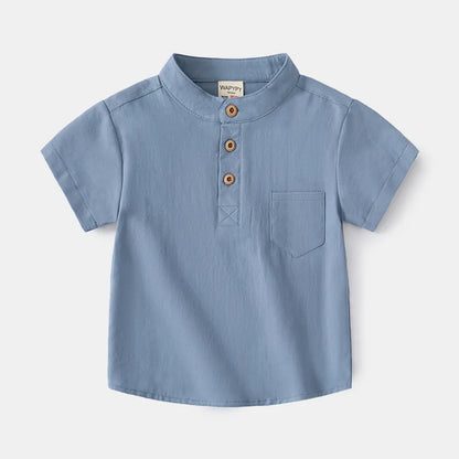 Camisa Infantil de Verano para Niño – Manga Corta Estilo Coreano con Cuello en V