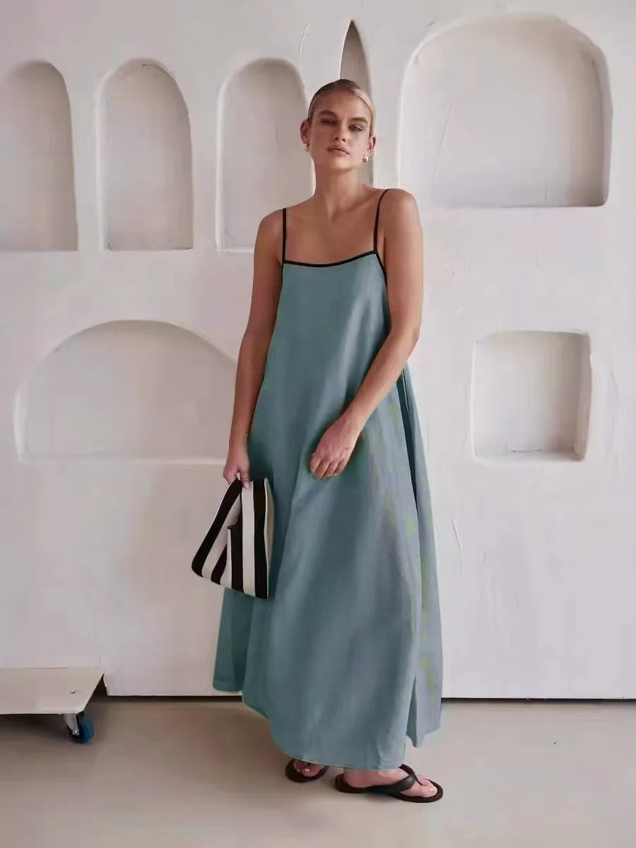 Vestido Largo de Tirantes para Mujer – Vestido Suelto de Verano en Algodón con Estilo Casual y Elegante