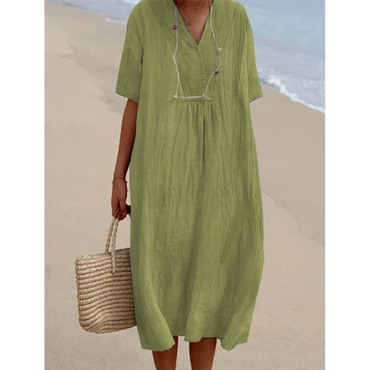 Vestido Midi de Estilo Vintage – Elegancia Relajada y Confort Natural