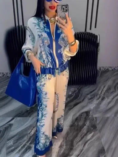 Conjunto Femenino de Verano 2 Piezas – Estilo Elegante y Casual con Estampado