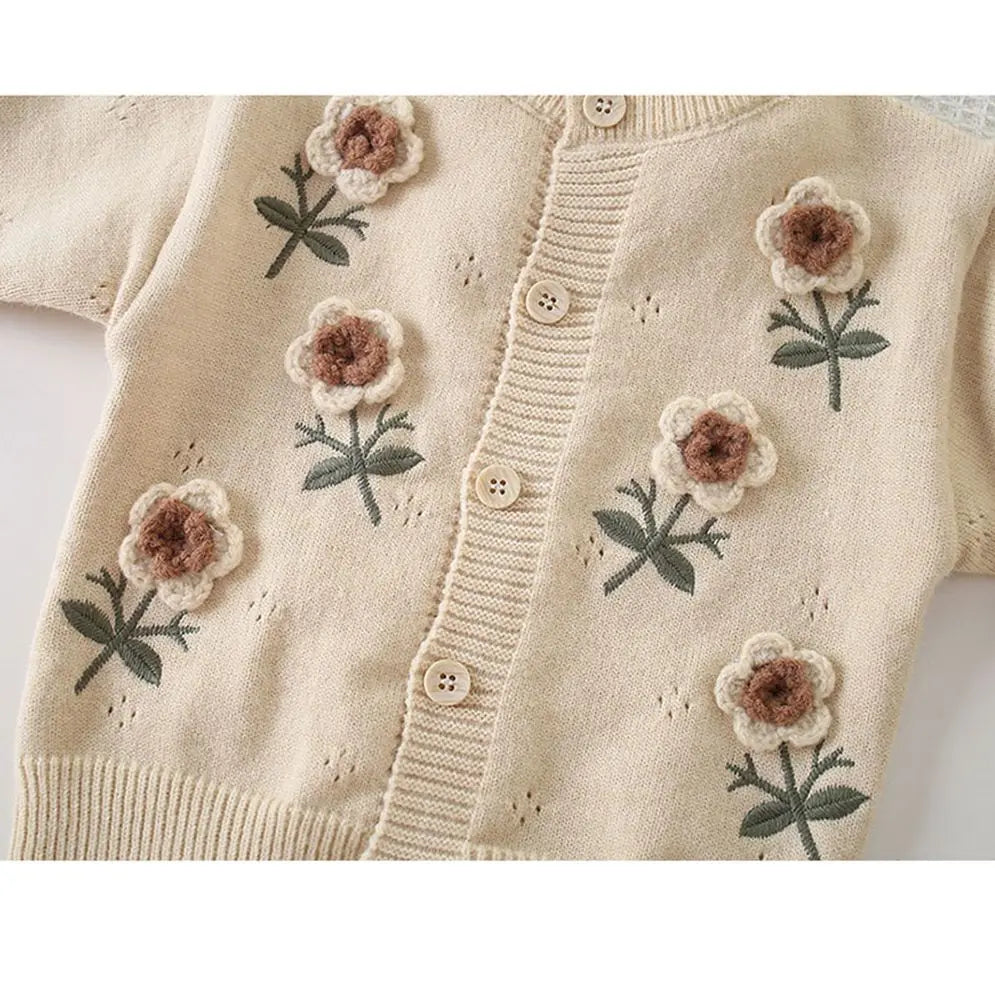 Suéter Tejido para Bebé Niña – Chaqueta Infantil de Manga Larga Estilo Coreano Princesa