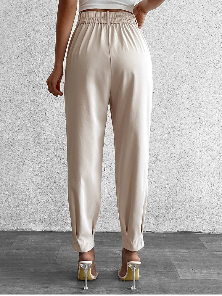 Pantalón Mujer NewAsia de Cintura Alta con Bolsillos – Estilo Urbano y Elegancia Casual