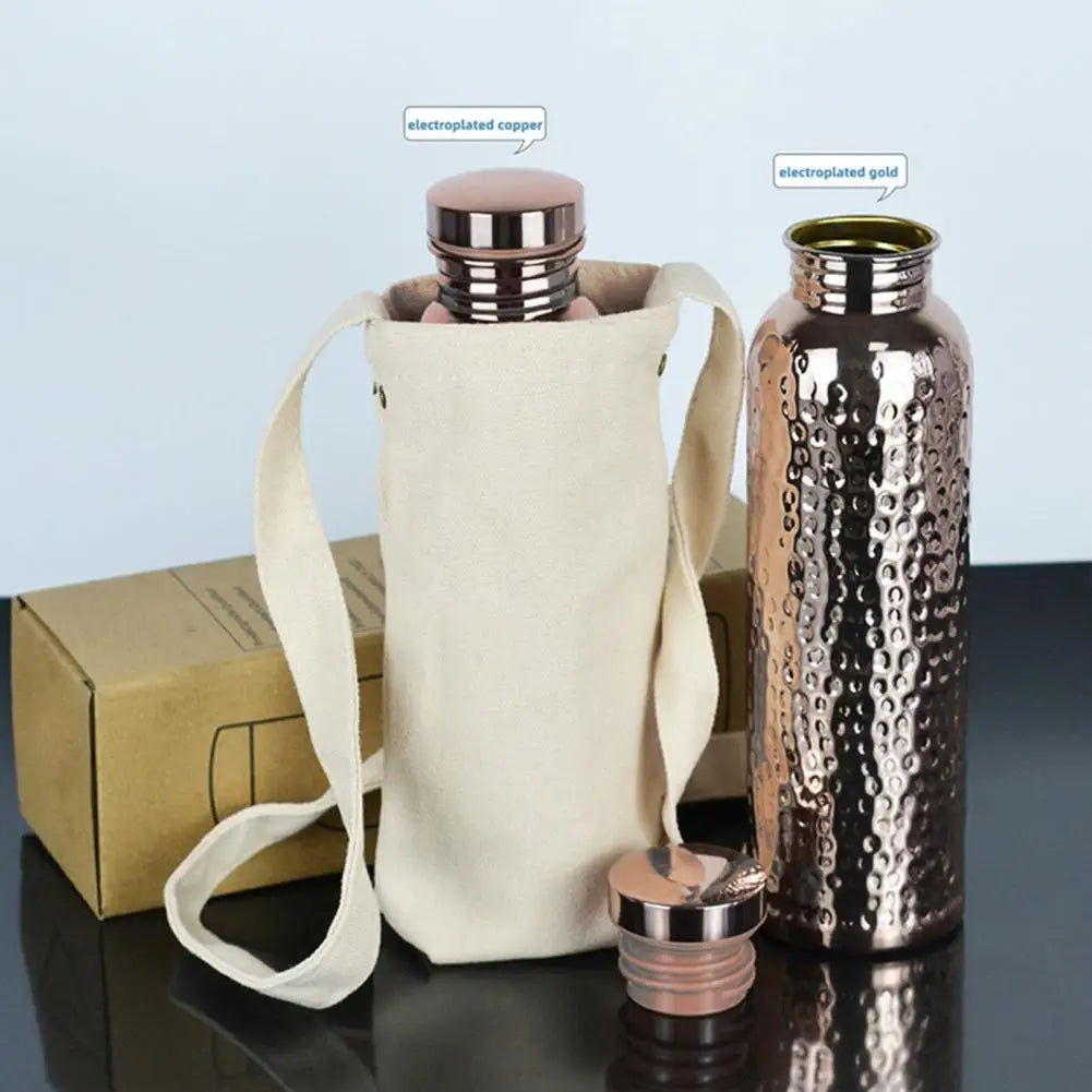 Botella Deportiva de Cobre 800 ml con Diseño Martillado – Antifugas y Reutilizable