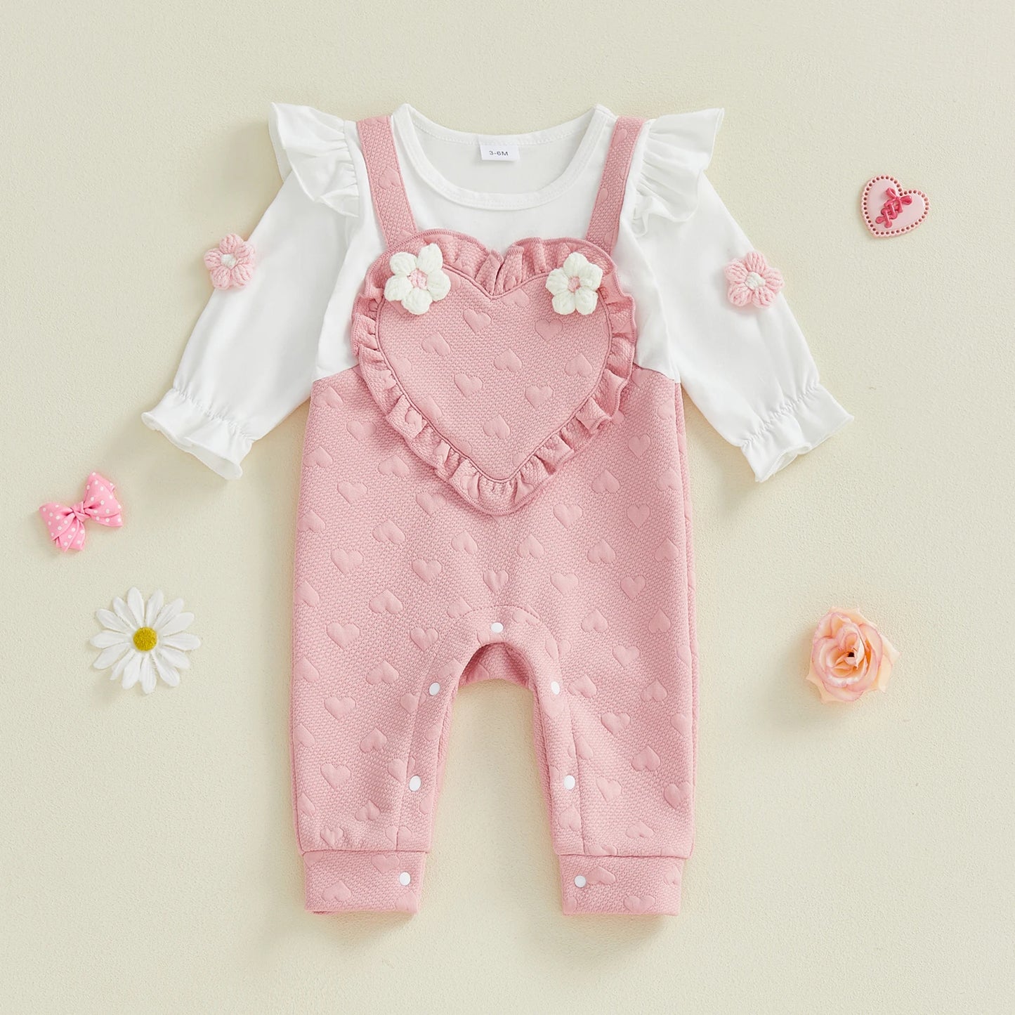 Mameluco de Gala "Dulce Corazón" para Bebé Niña
