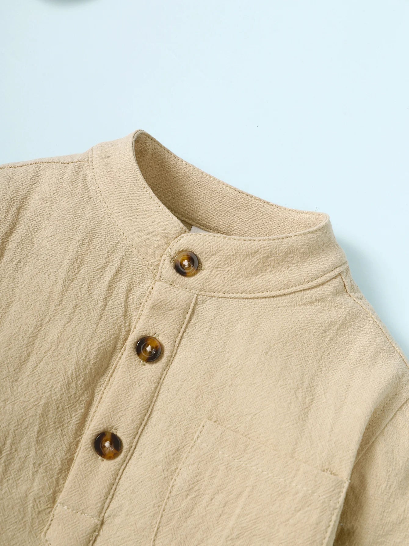 Camisa Infantil de Verano para Bebé Niño – Manga Corta con Cuello Mao Estilo Elegante