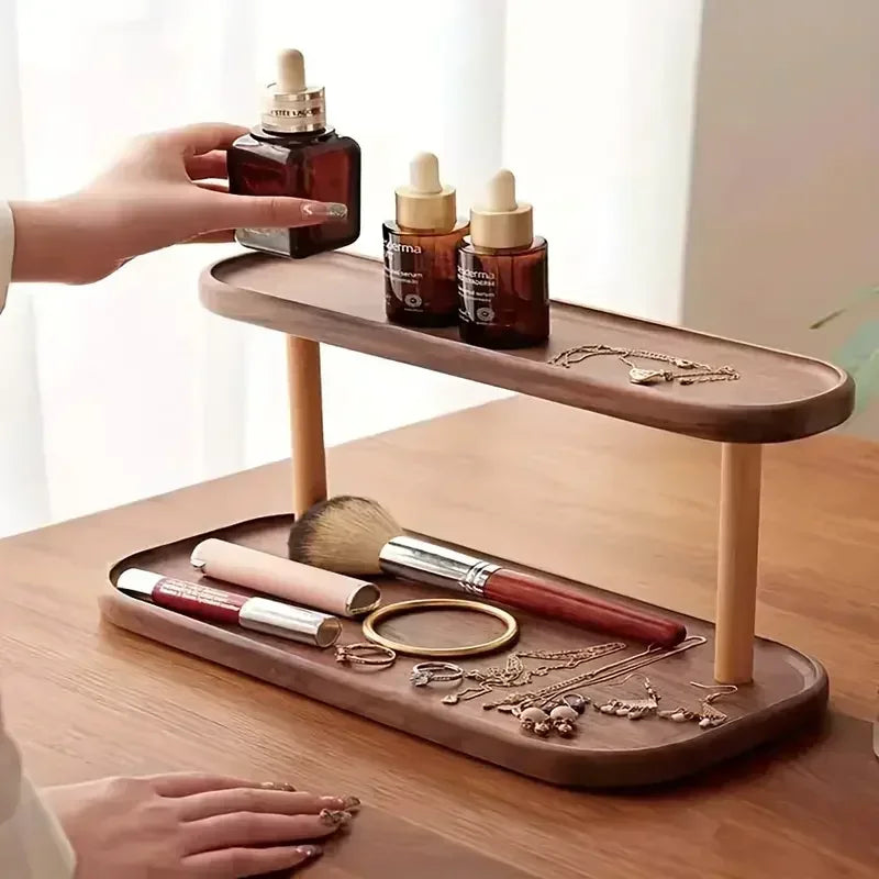 Estante Organizador de Madera de 2 Niveles – Ideal para Escritorio y Tocador