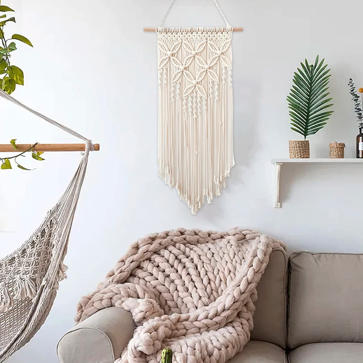 Tapiz de Macramé para Pared – Decoración Bohemia Tejida a Mano en Algodón