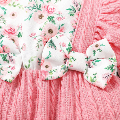 🌸 "Jardín de Ternura": Conjunto de Mameluco Floral con Lazo y Diadema a Juego