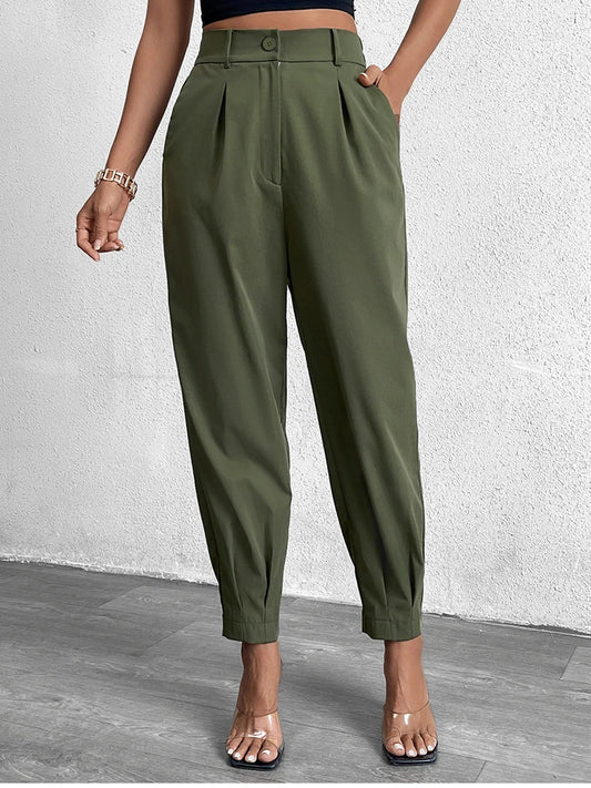Pantalón Mujer NewAsia de Cintura Alta con Bolsillos – Estilo Urbano y Elegancia Casual