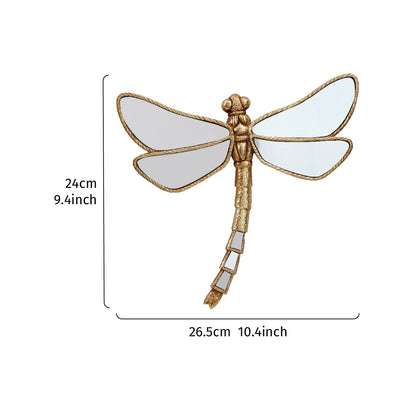Libélula Decorativa de Resina Dorada con Acabado Espejado