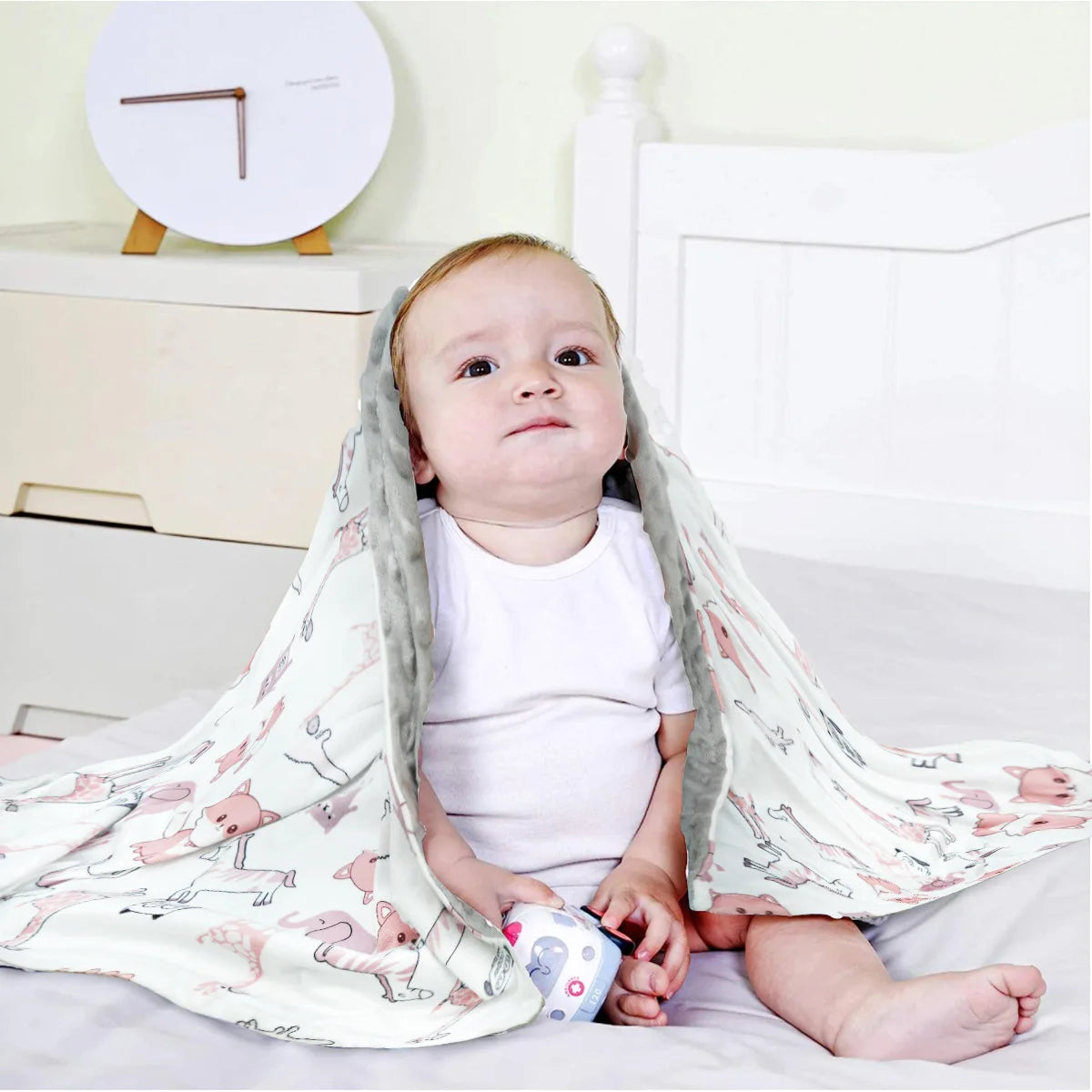 🧸 Manta de Bebé Unisex de Polar Fleece con Diseño Cartoon – Suavidad Todo el Año 💖