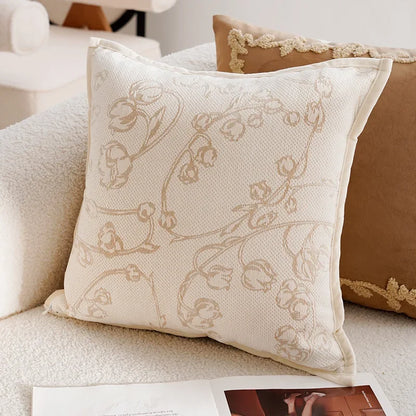 Funda Decorativa de Almohadón Estilo Lujo Ligero – Diseño Patchwork y Jacquard en Tonos Marrones(30x50/45x45CM)