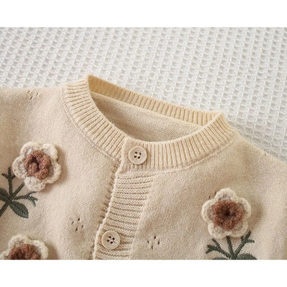 Suéter Tejido para Bebé Niña – Chaqueta Infantil de Manga Larga Estilo Coreano Princesa