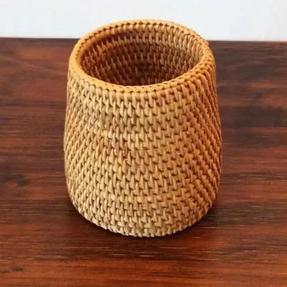 Organizador de Mesa de Ratán Natural – Porta Cubiertos y Accesorios Multiuso
