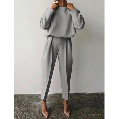 Conjunto Elegante de Mujer – Jersey de Manga Larga + Pantalón Slim