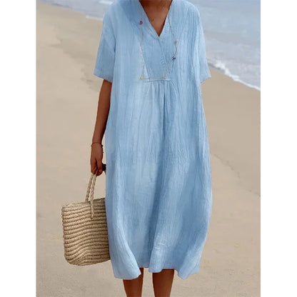 Vestido Midi de Estilo Vintage – Elegancia Relajada y Confort Natural