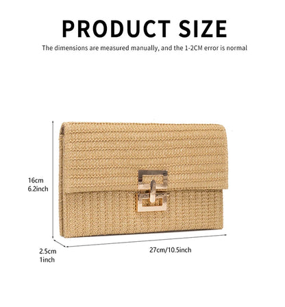 Bolso Clutch de Paja para Mujer – Estilo Boho de Verano para Playa, Viajes y Eventos