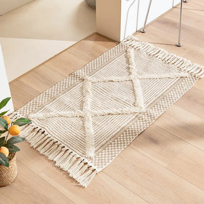 Alfombra Aura Nórdica Artesanal con Borlas: Calidez y Estilo Marroquí para tu Hogar