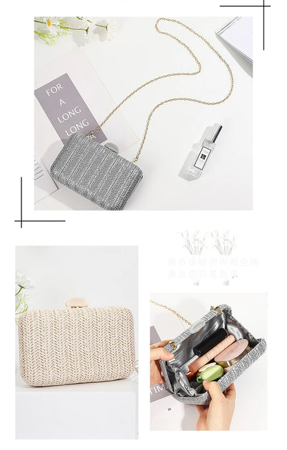 Bolso Clutch de Paja Elegante para Mujer