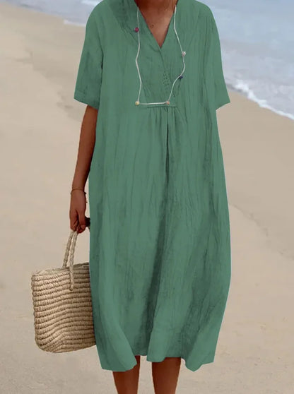 Vestido Midi de Estilo Vintage – Elegancia Relajada y Confort Natural