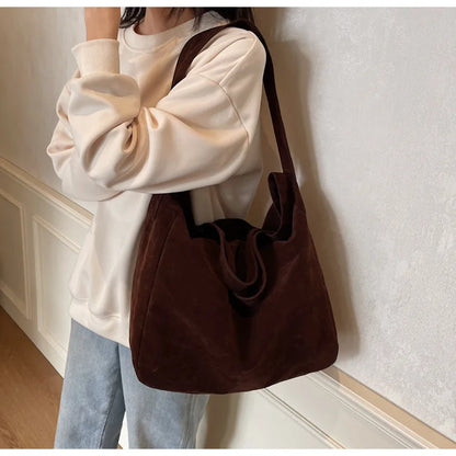 Bolso Tote de Gamuza Vintage para Mujer – Gran Capacidad y Estilo Moderno