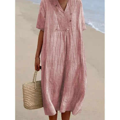 Vestido Midi de Estilo Vintage – Elegancia Relajada y Confort Natural