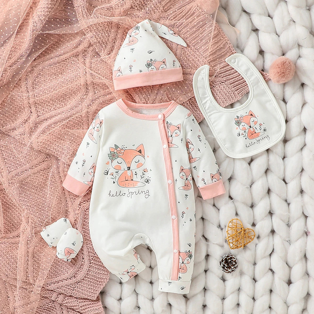 🦌 "Pequeña Cervatilla": Set de Gala Pastoral para Bebé Niña