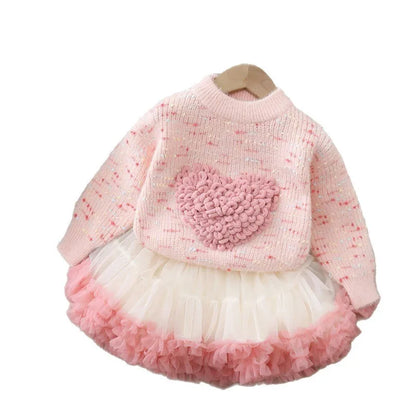 💕 Dulce Invierno de Princesa – Conjunto Encantador de 2 Piezas para Niñas 💕